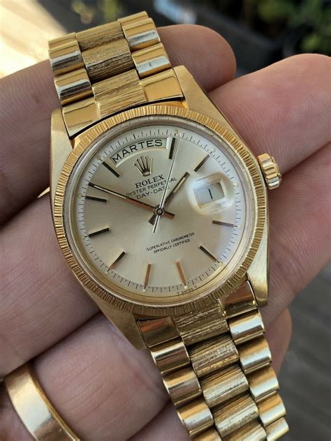 rolex day date with bark finish|bob's watches Rolex.